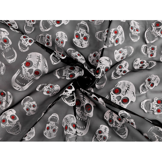 Organza Halloween / lebky s glitrami - 1 m | Mimib