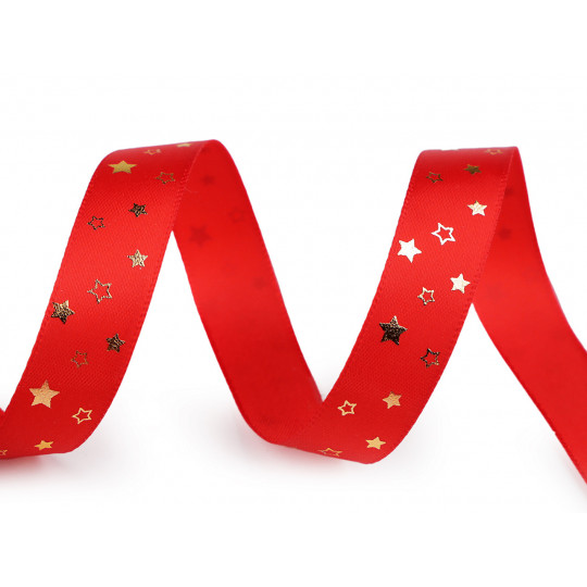 Vianočná saténová stuha hviezdy šírka 15 mm - 5 m | Mimib