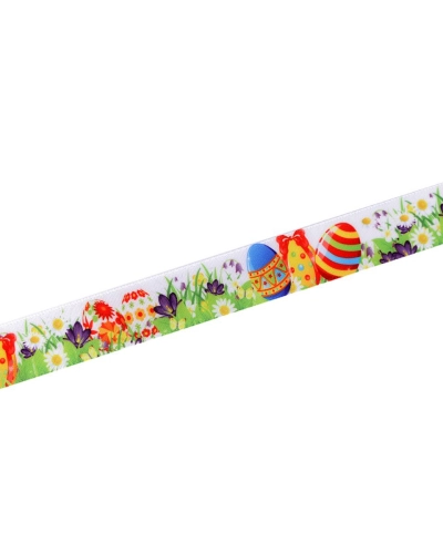 Stuha Veľká noc šírka 25 mm kura, vajcia, lúka, zajac - 22.5 m | Mimib