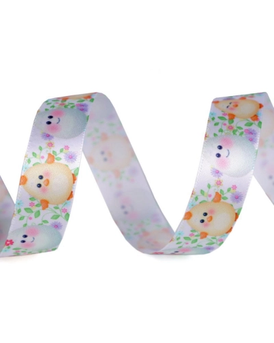 Stuha Veľká noc šírka 25 mm kura, vajcia, lúka, zajac - 22.5 m | Mimib