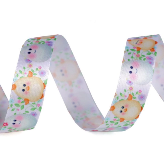 Stuha Veľká noc šírka 25 mm kura, vajcia, lúka, zajac - 22.5 m | Mimib