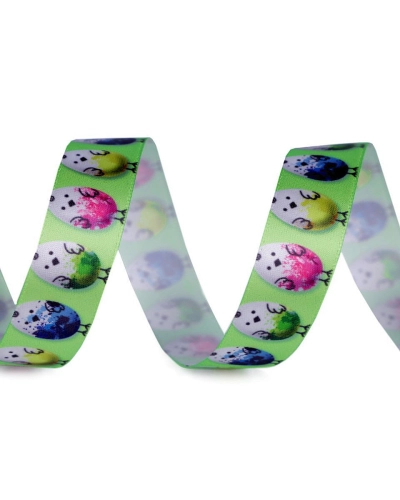 Stuha Veľká noc šírka 25 mm kura, vajcia, lúka, zajac - 22.5 m | Mimib