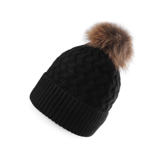 Dámska / dievčenská zimná čiapka s pravým kožušinovým brmbolcom Emi Ross - 1 ks | Mimib