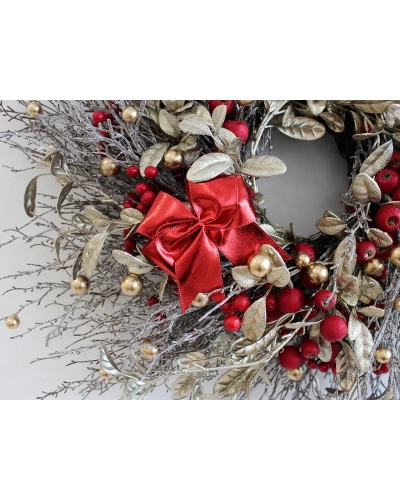 Vianočná červená mašľa metalická 10,5x12 cm - 1 ks | Mimib