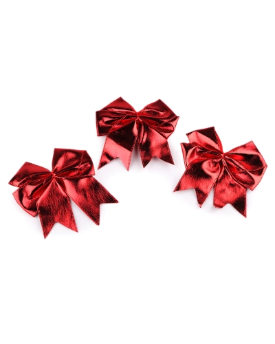 Vianočná červená mašľa metalická 10,5x12 cm - 1 ks | Mimib