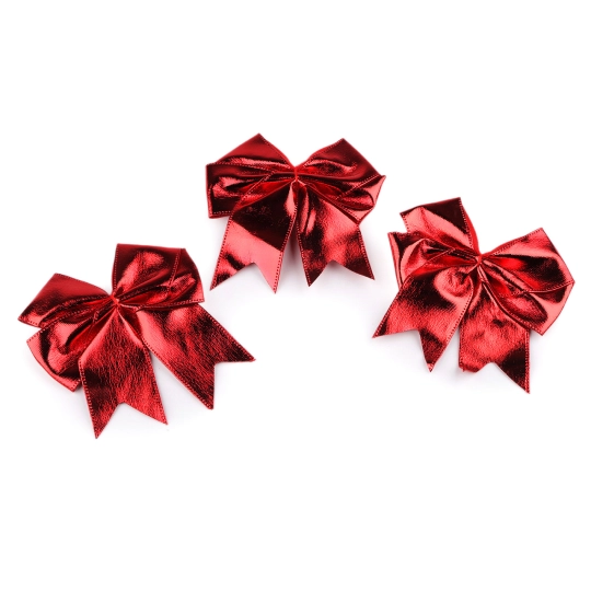 Vianočná červená mašľa metalická 10,5x12 cm - 1 ks | Mimib