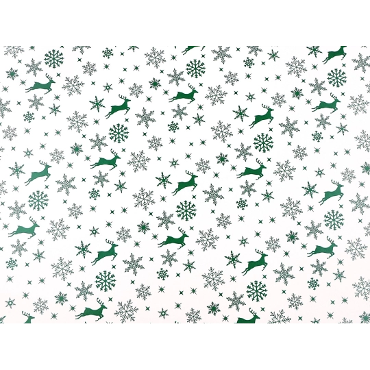 Baliaci papier vianočný sob, vločky, hviezdy 0,7x2 m - 1 ks | Mimib