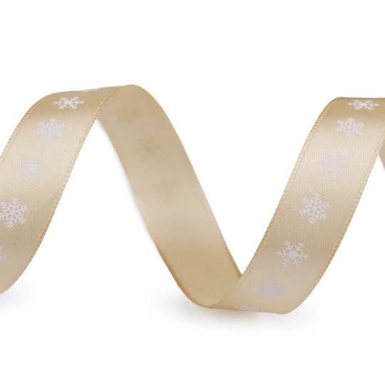 Vianočná saténová stuha vločky šírka 15 mm - 3 m | Mimib