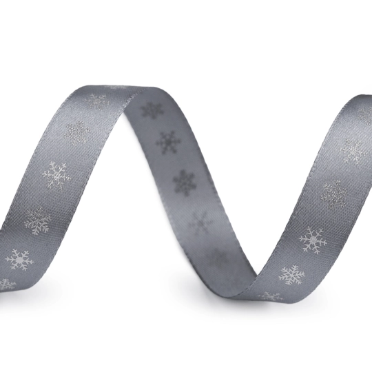 Vianočná saténová stuha vločky šírka 15 mm - 3 m | Mimib