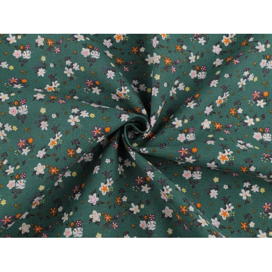 Bavlnená látka / plátno s redšou väzbou drobné kvetinky - 1 m | Mimib