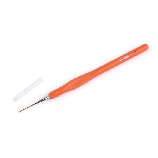 Háčik na háčkovanie so silikónovou rukoväťou, zlatá špička veľ. 0,5, 0,6, 0,8, 1, 1,25 - 1 ks | Mimib