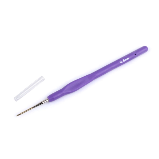 Háčik na háčkovanie so silikónovou rukoväťou, zlatá špička veľ. 0,5, 0,6, 0,8, 1, 1,25 - 1 ks | Mimib