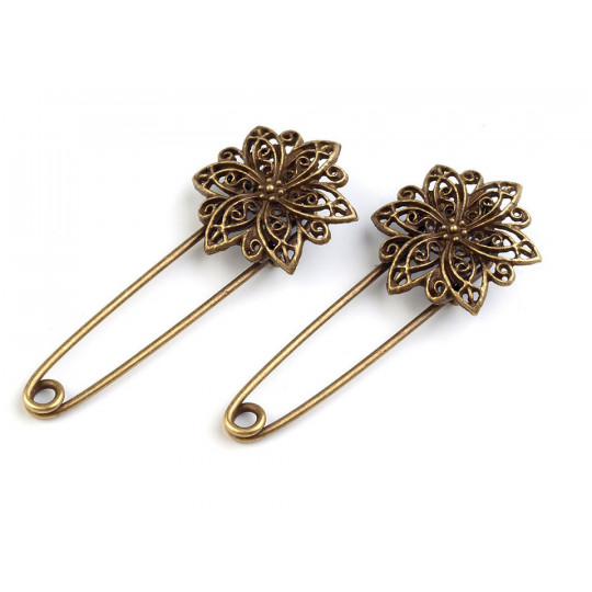 Brošňa filigrán 25x55 mm na spínacom špendlíku | Mimib