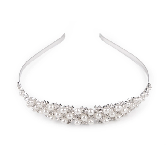 Štrasová čelenka do vlasov s perlami - 1 ks | Mimib