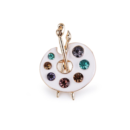 Brošňa maliarska paleta, mačky v dáždniku - 1 ks | Mimib