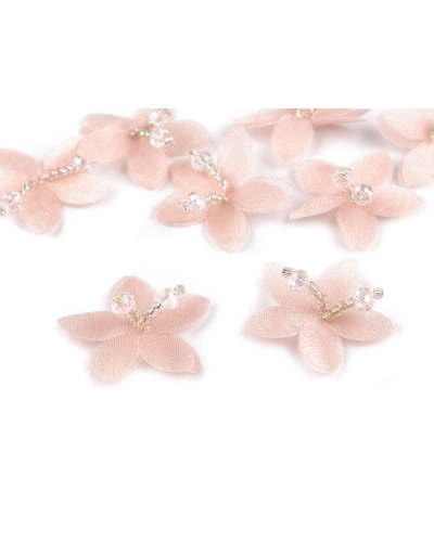 Kvet s korálkami na našitie a nalepenie Ø4 cm - 10 ks | Mimib