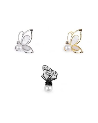 Brošňa motýľ s perlou - 1 ks | Mimib