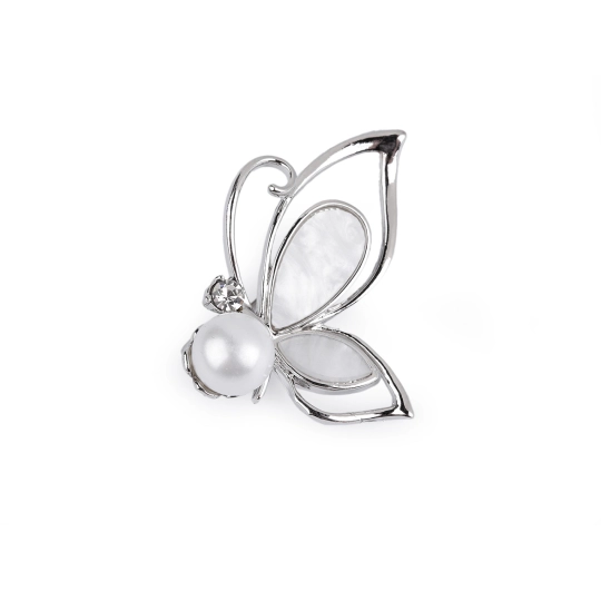 Brošňa motýľ s perlou - 1 ks | Mimib