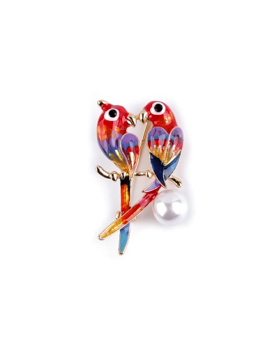 Brošňa s brúsenými kamienkami vtáčik, papagáj - 1 ks | Mimib