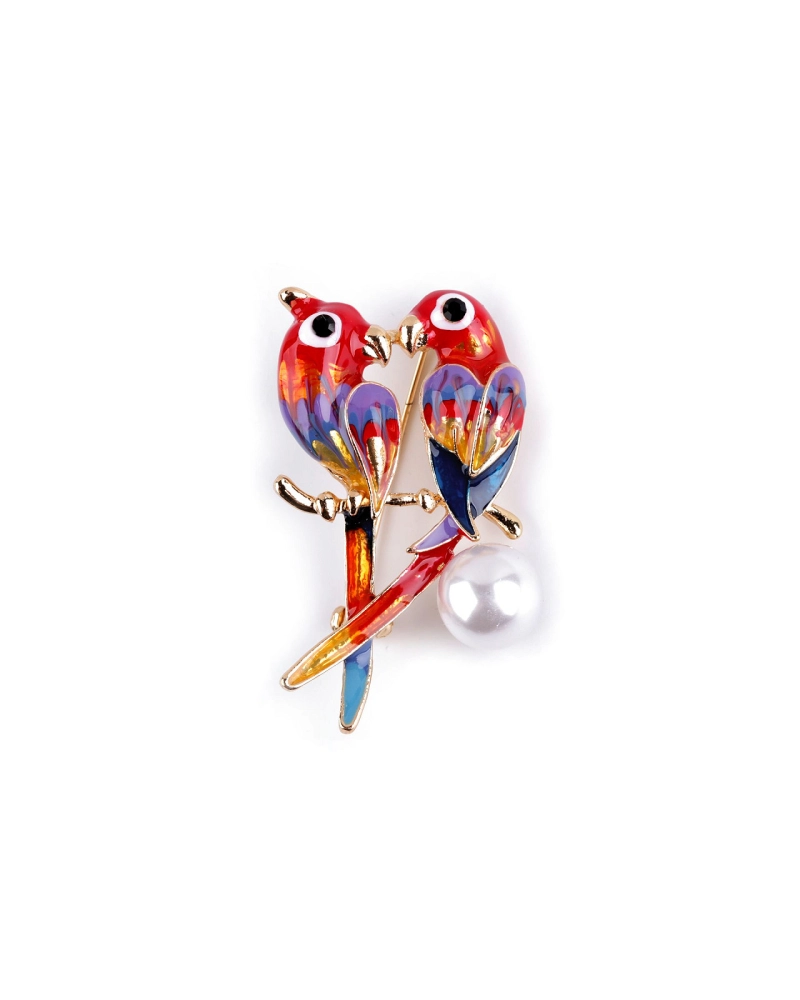 Brošňa s brúsenými kamienkami vtáčik, papagáj - 1 ks | Mimib