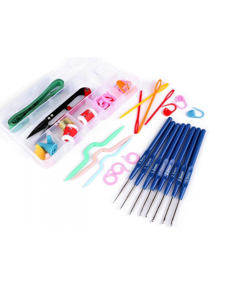 Súprava háčikov a pomôcok na háčkovanie v boxe | Mimib