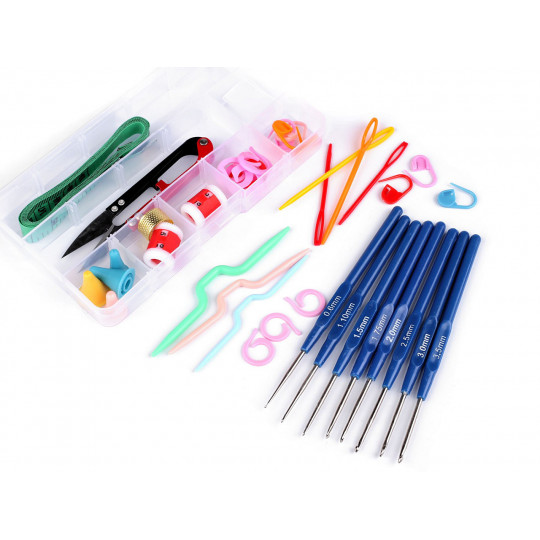 Súprava háčikov a pomôcok na háčkovanie v boxe | Mimib