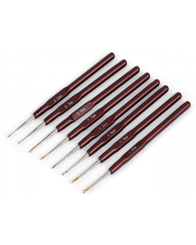 Háčik na háčkovanie so zlatou špičkou veľ. 0,5 - 1,9 - 1 ks | Mimib