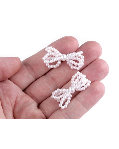 Mašlička z perlových korálikov na zdobenie odevov a doplnkov - 5 ks | Mimib