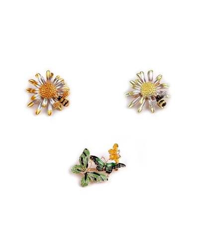 Brošňa kvet s včelou, motýliky - 1 ks | Mimib
