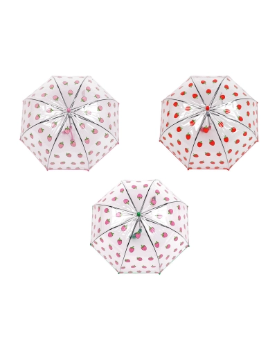 Detský priehľadný vystreľovací dáždnik jahoda - 1 ks | Mimib