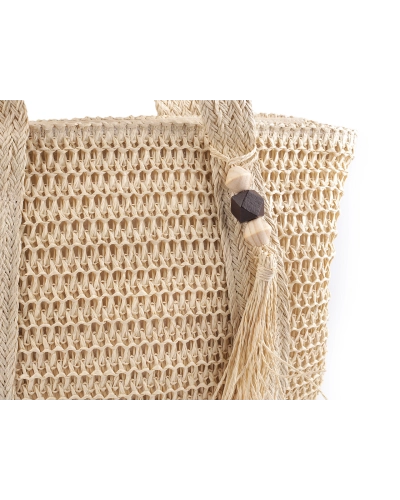 Háčkovaná kabelka z rafie - lyka so zipsom 42x39 cm - 1 ks | Mimib