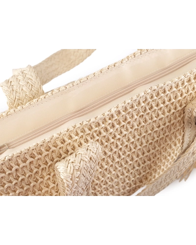 Háčkovaná kabelka z rafie - lyka so zipsom 42x39 cm - 1 ks | Mimib