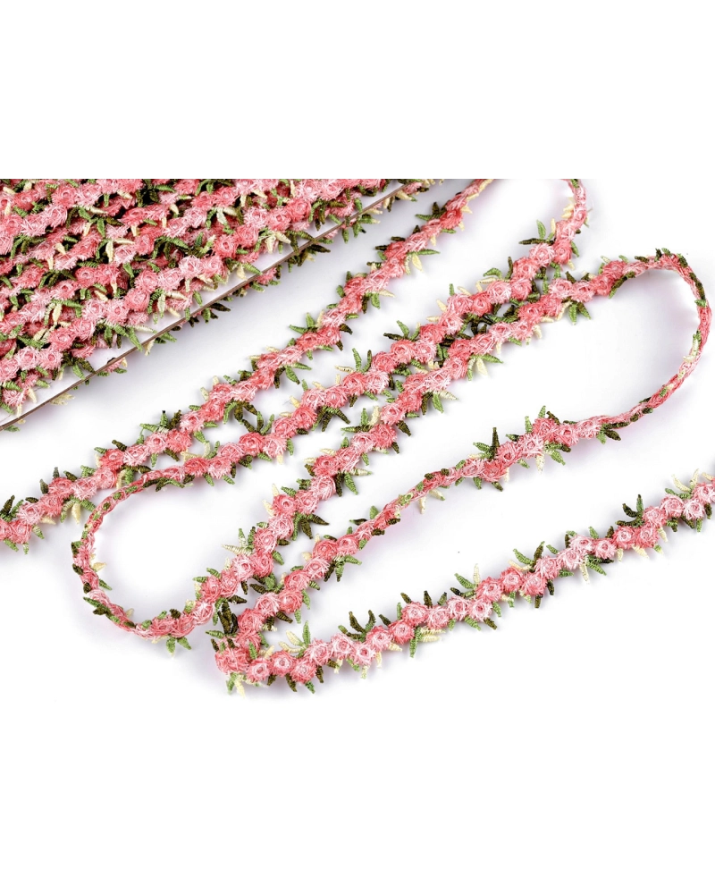 Vyšívaný prámik s 3D kvetmi šírka 20 mm - 13.5 m | Mimib