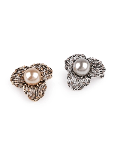 Brošňa s brúsenými kamienkami a perlou - 1 ks | Mimib