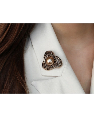 Brošňa s brúsenými kamienkami a perlou - 1 ks | Mimib