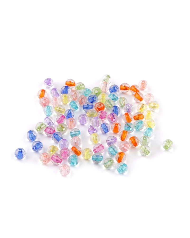 Plastové korálky ploškované, transparentné s farebným prievlakom Ø6 mm, 8 mm - 20 g | Mimib