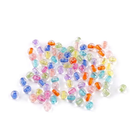 Plastové korálky ploškované, transparentné s farebným prievlakom Ø6 mm, 8 mm - 20 g | Mimib