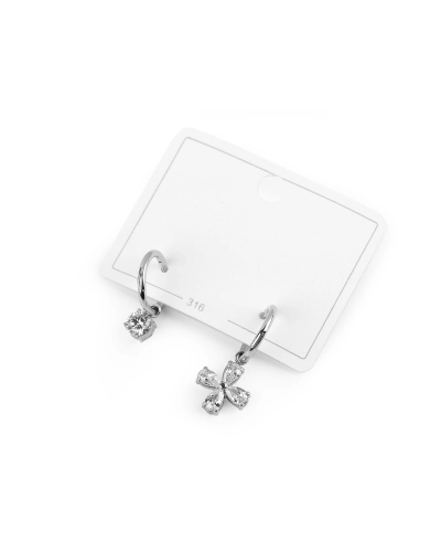 Náušnice z nerezovej ocele krúžky s brúsenými kamienkami - 1 pár | Mimib