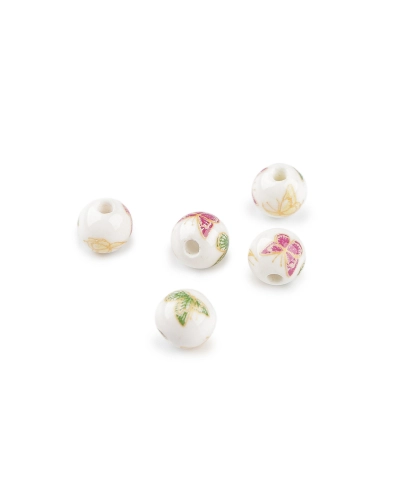 Porcelánové korálky s kvetmi Ø10 mm - 5 ks | Mimib