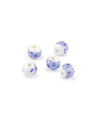 Porcelánové korálky s kvetmi Ø10 mm - 5 ks | Mimib