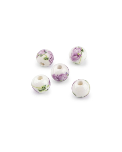 Porcelánové korálky s kvetmi Ø10 mm - 5 ks | Mimib