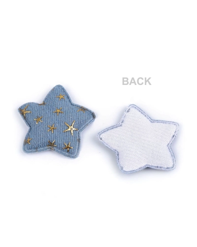 Aplikácia / nášivka 3D hviezda riflová - 5 ks | Mimib