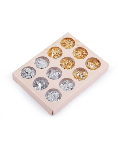 Metalické fólie / vločky na zdobenie dekorácií a bytových doplnkov - 1 sada | Mimib