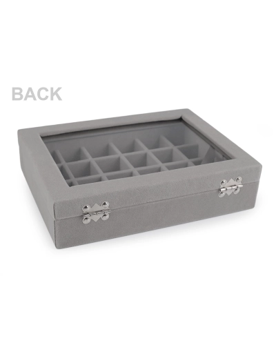 Šperkovnica so skleneným priehľadom zamatová 15x20x5 cm - 1 pár | Mimib