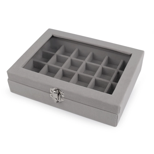 Šperkovnica so skleneným priehľadom zamatová 15x20x5 cm - 1 pár | Mimib