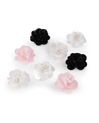 Flitrový kvet s korálkami Ø3,8 cm - 10 ks | Mimib