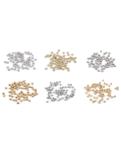 Plastové korálky mini hviezdičky, srdiečka, kocky metalické - 10 g | Mimib