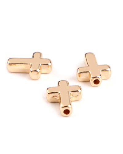 Plastové korálky / komponenty na výrobu šperkov krížik 12x15 mm metalické - 10 ks | Mimib