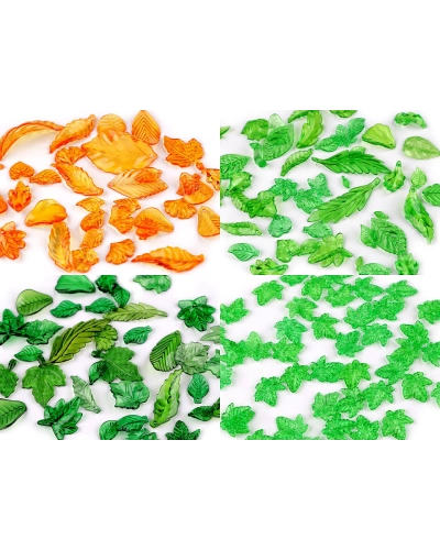 Plastové koráliky lístočky mix tvarov aj veľkostí - 20 g | Mimib
