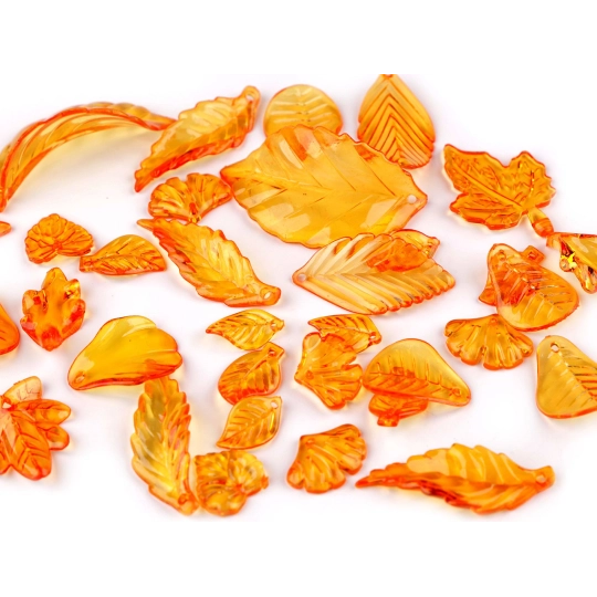 Plastové koráliky lístočky mix tvarov aj veľkostí - 20 g | Mimib